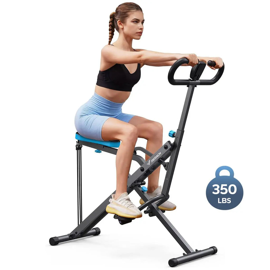 2-in-1 Squat & Rowing Workout Machine｜Adjustable Resistance with LCD Monitor, 350LBS Max Load