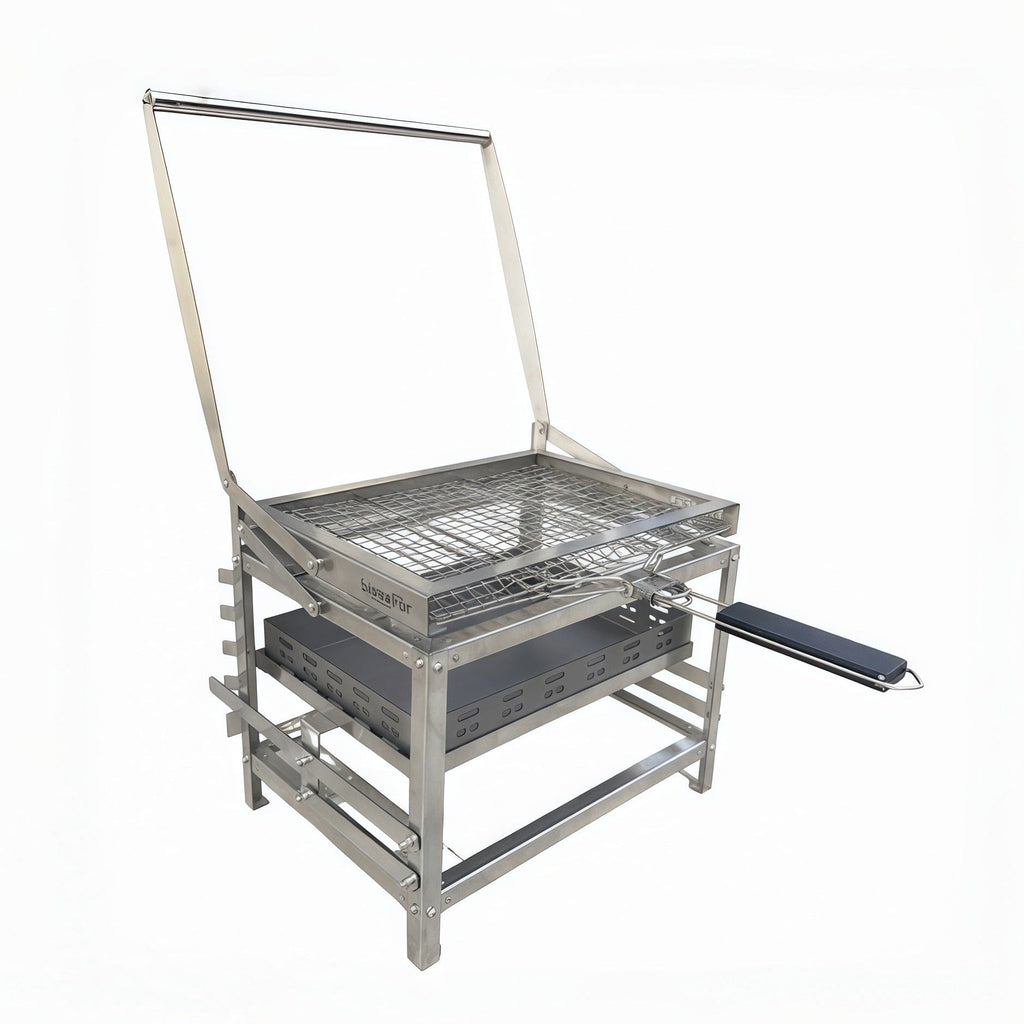 360° Rotatable Flip BBQ Grill, Portable Foldable Stainless Steel Outdoor Camping Picnic Grill