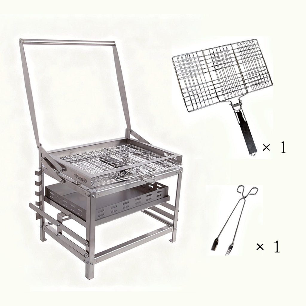 360° Rotatable Flip BBQ Grill, Portable Foldable Stainless Steel Outdoor Camping Picnic Grill