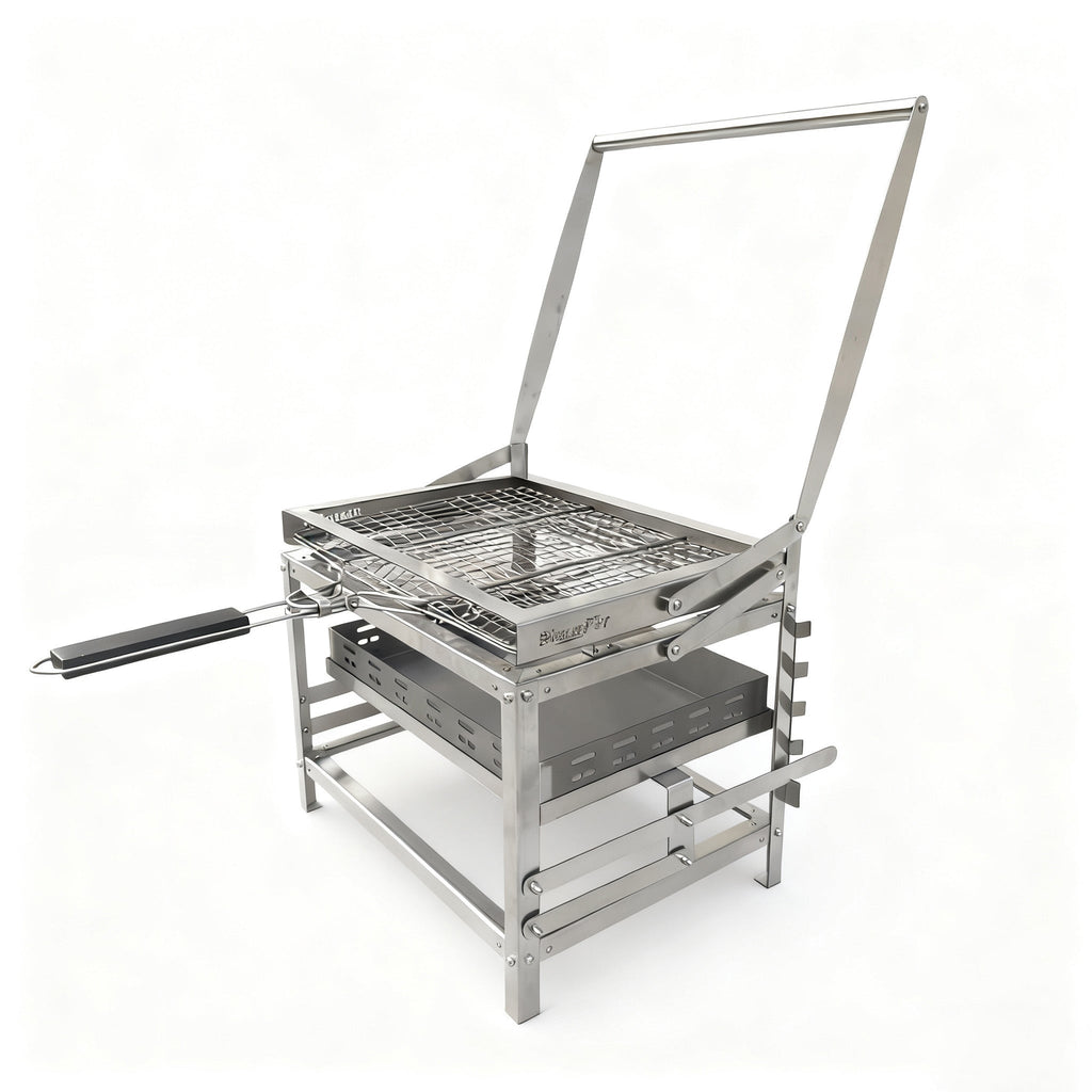 360° Rotatable Flip BBQ Grill, Portable Foldable Stainless Steel Outdoor Camping Picnic Grill